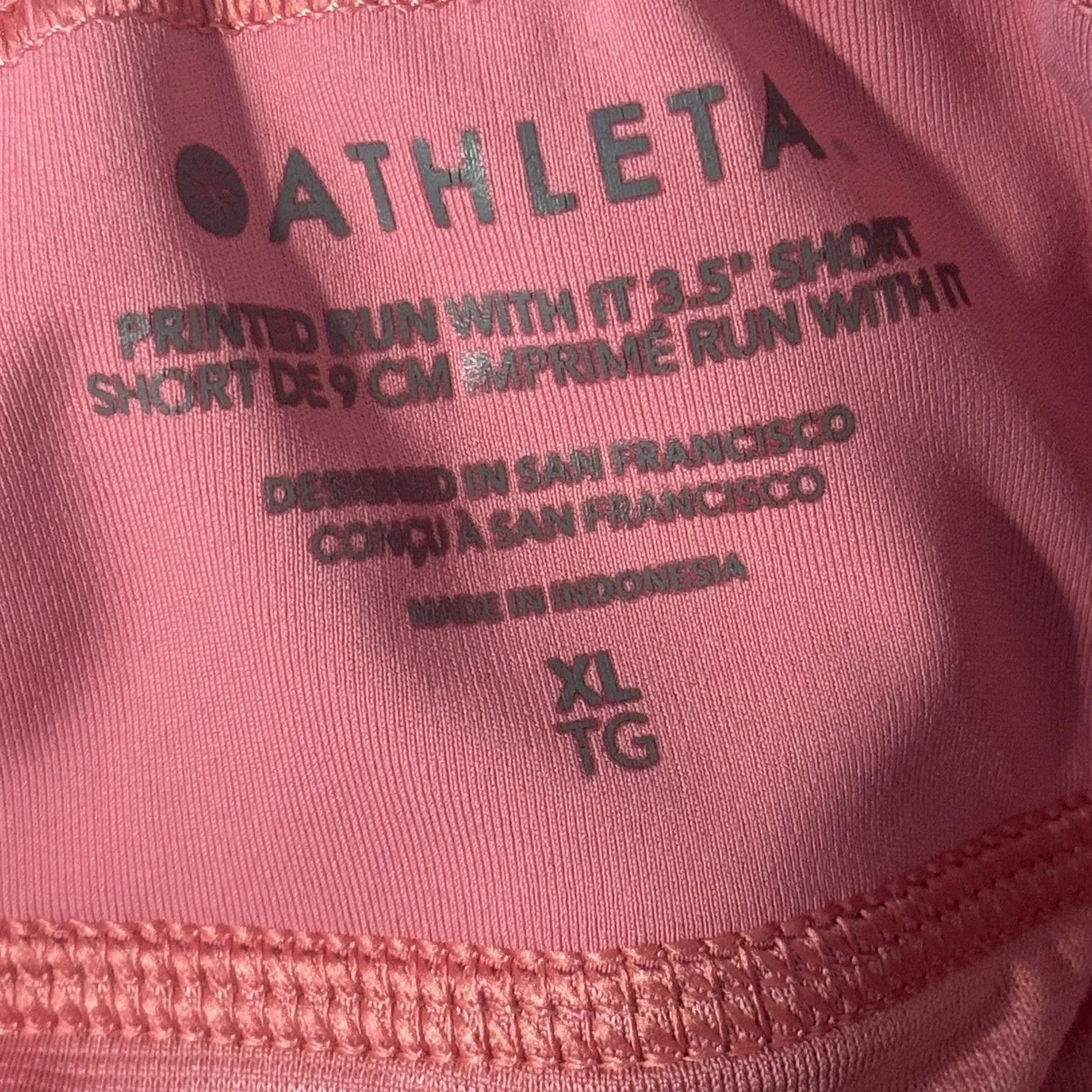 Athleta Printed Run With It Shorts Womens XL Pink Red Athletic 3.5 Inch Pockets - Image 9