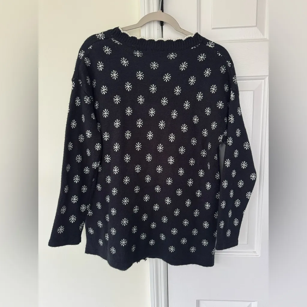 Cotton Emporium Christmas Sweater Cardigan Festive Black and Red Size Large - Image 6