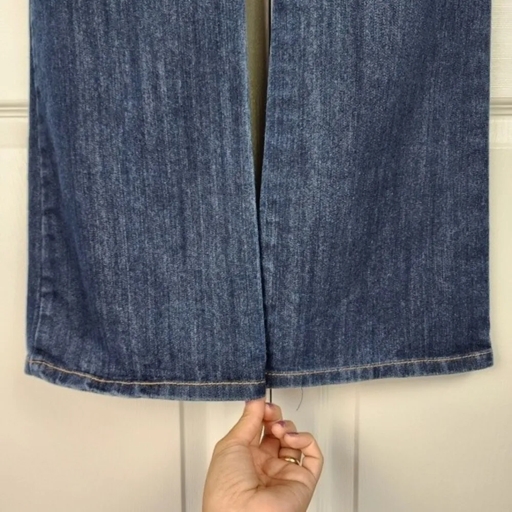 Michael Kors Jeans Flared Legs Dark Wash Denim Mid Rise Cotton Blend Stretch 8 Blue - Image 10