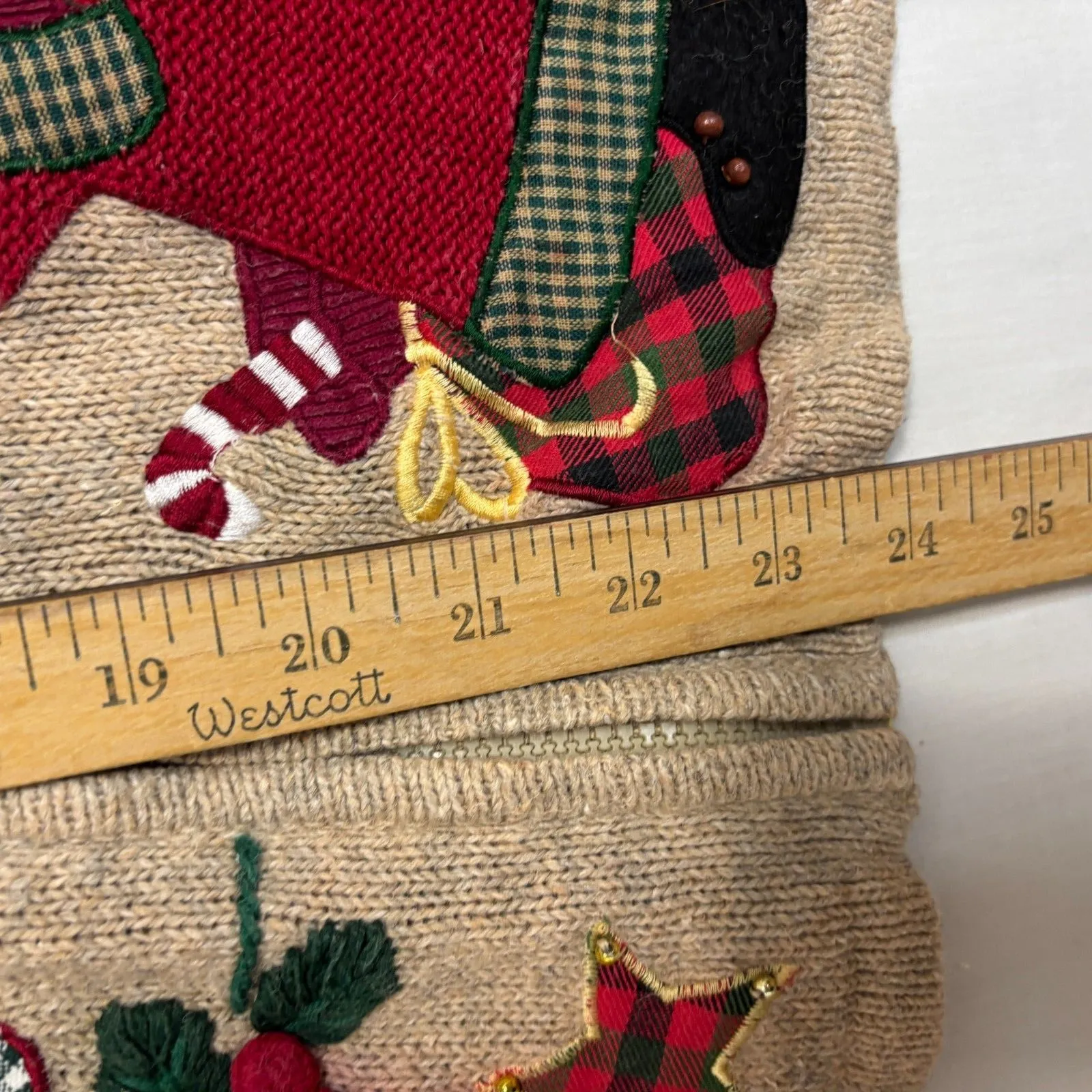 Vtg Tiara International Wool Blend Christmas Sweater Sz M Full Zip Embroidered - Image 6