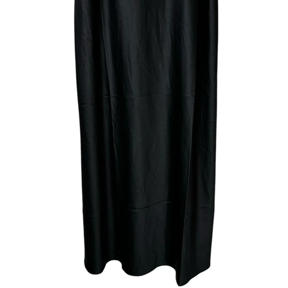 Womens Satin Slip Dress Black Lace WhimsyGoth Dark Fairy Evening Y2K Size Small - Image 6