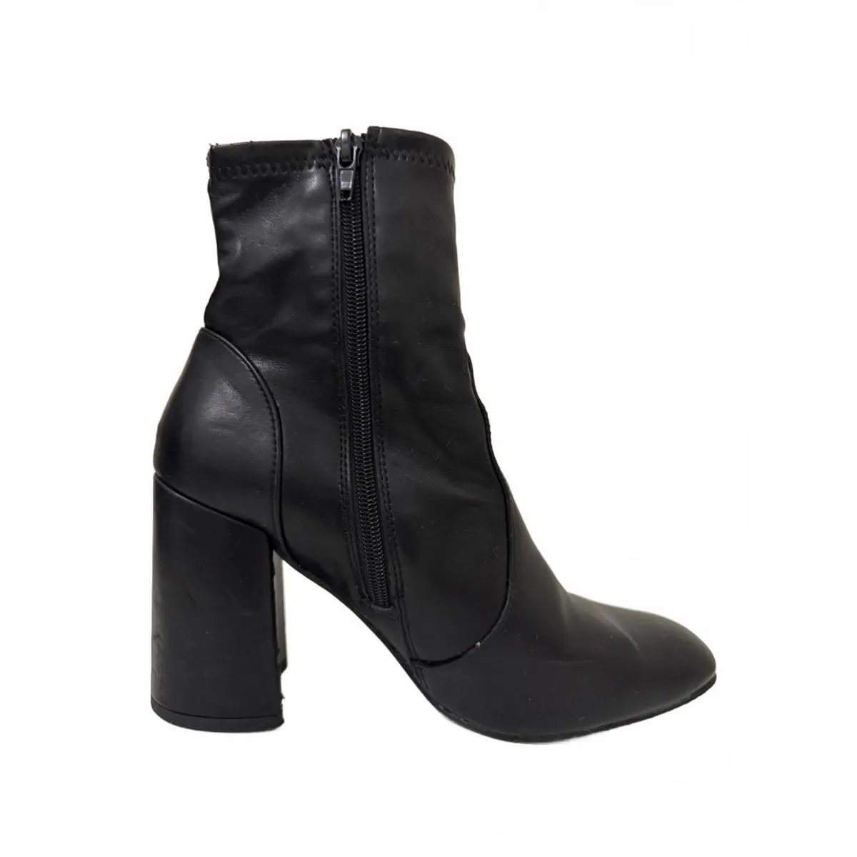 Black Sock Boots with Block Heel Size 8 - Image 4