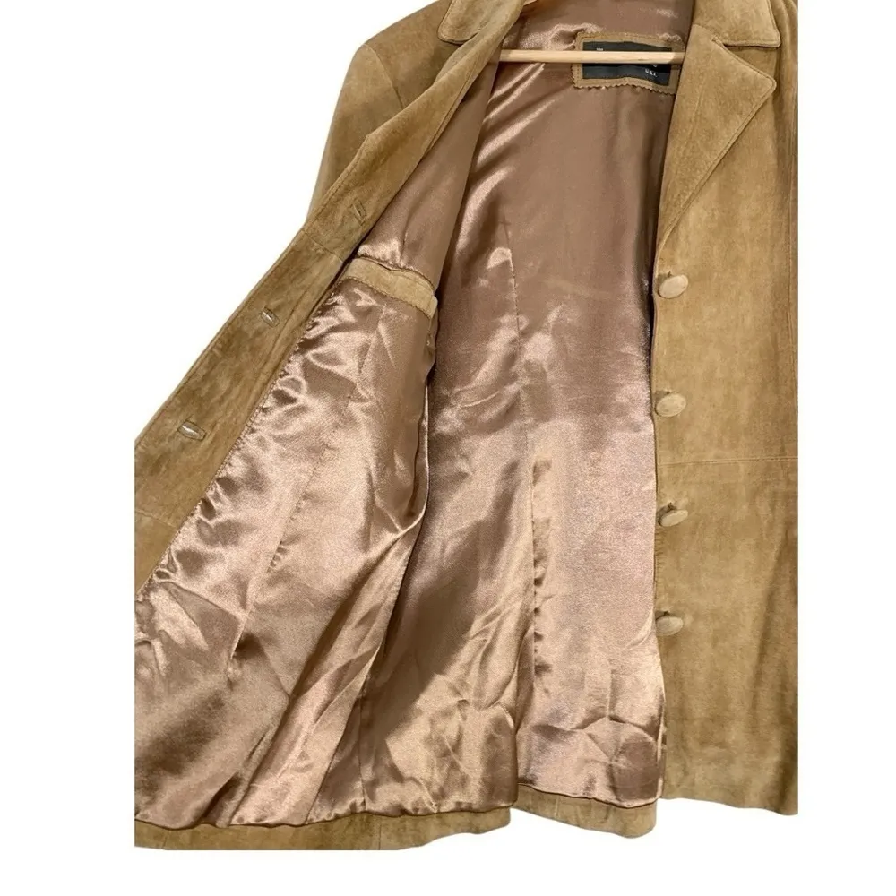 Vintage Michael Michelle Y2k Suede Button Down Jacket Tan Size Medium - Image 9