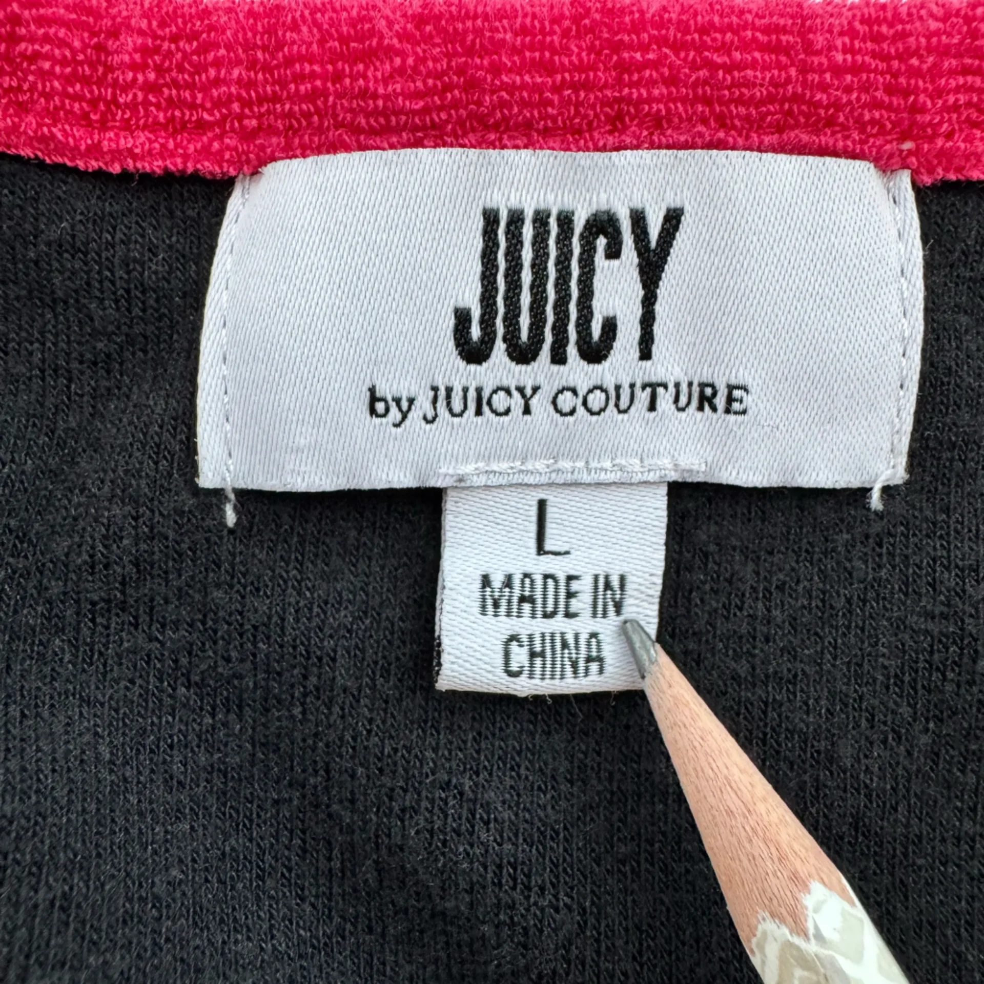 Juicy Couture Black & Pink Terry Cloth Midi Dress W Slit Size Large - Image 8