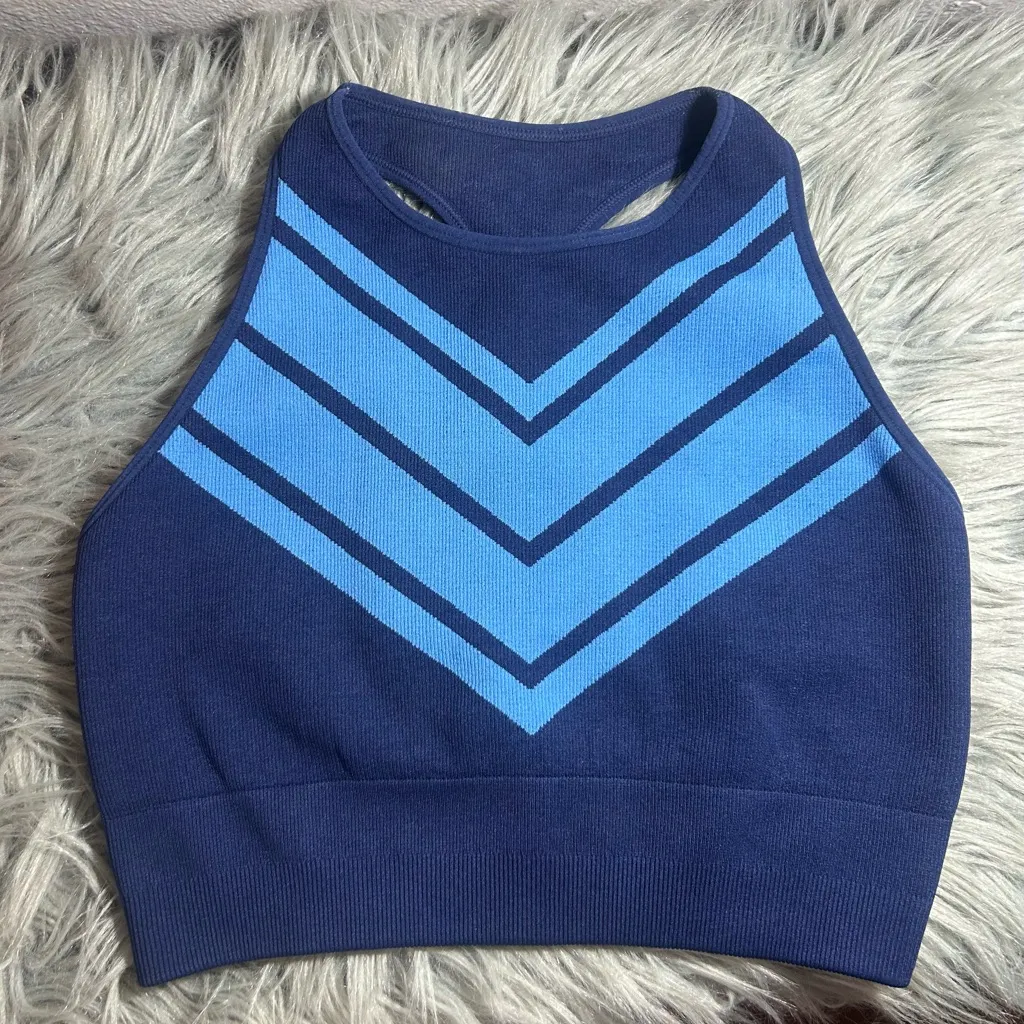 Spiritual Gangster High Neck Sports Bra Midnight Navy and Royal Blue Sz XS/S - Image 3