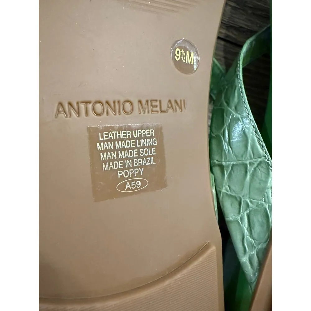 Antonio Melani Green Leather Thong Sandals Size 9.5 - Image 6