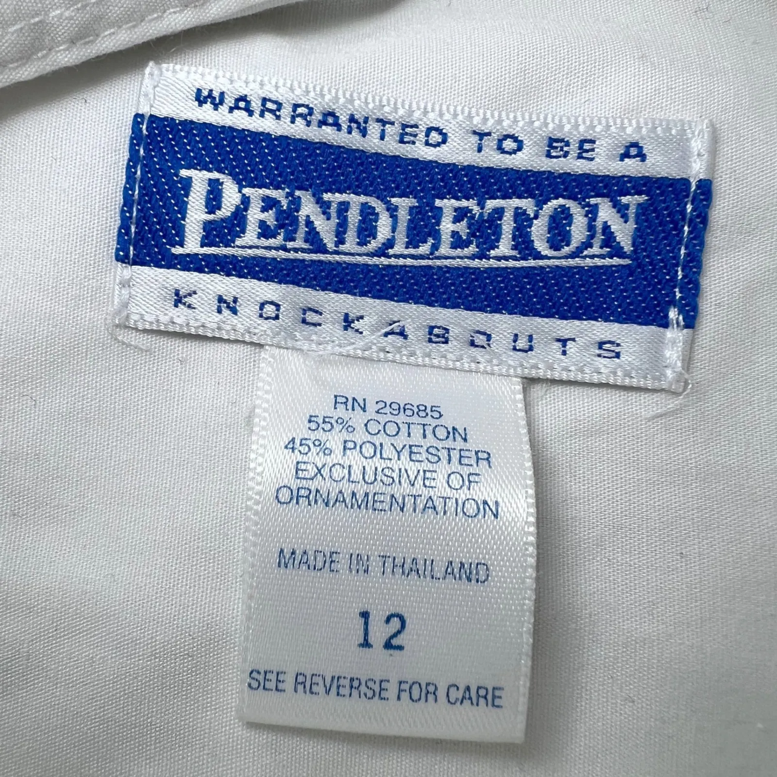 Pendleton Knockabouts Blouse Womens 12 White Argyle Collar Shirt Button Down - Image 6