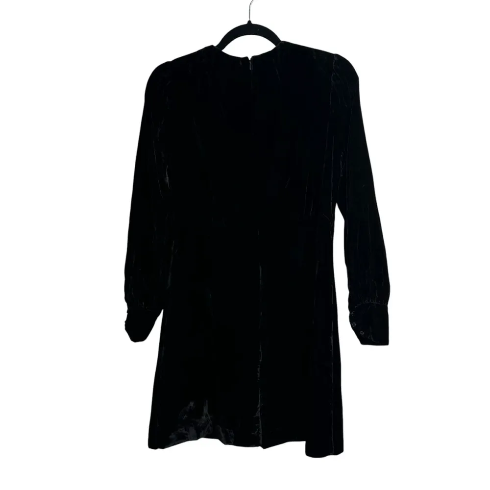 Reiss Bianca Black Velvet Long Sleeve Mini Dress - Image 5