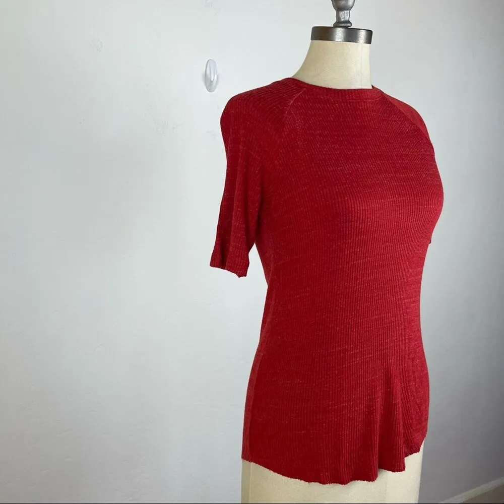 AG Adriano Goldschmied Red Ribbed Top - Image 2