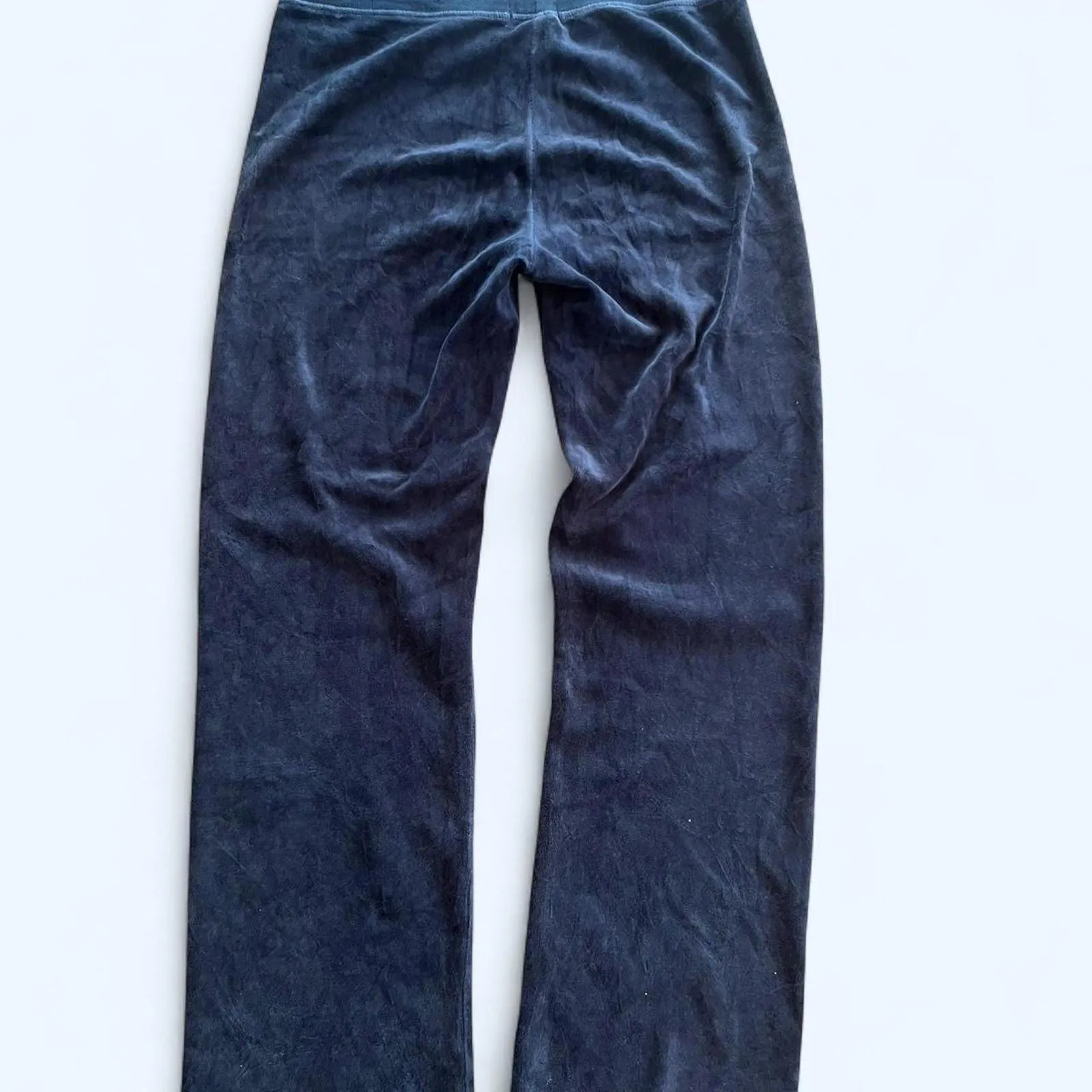 Vintage Y2K Juicy Couture Navy velour low-rise flare pants Size XL - Image 6