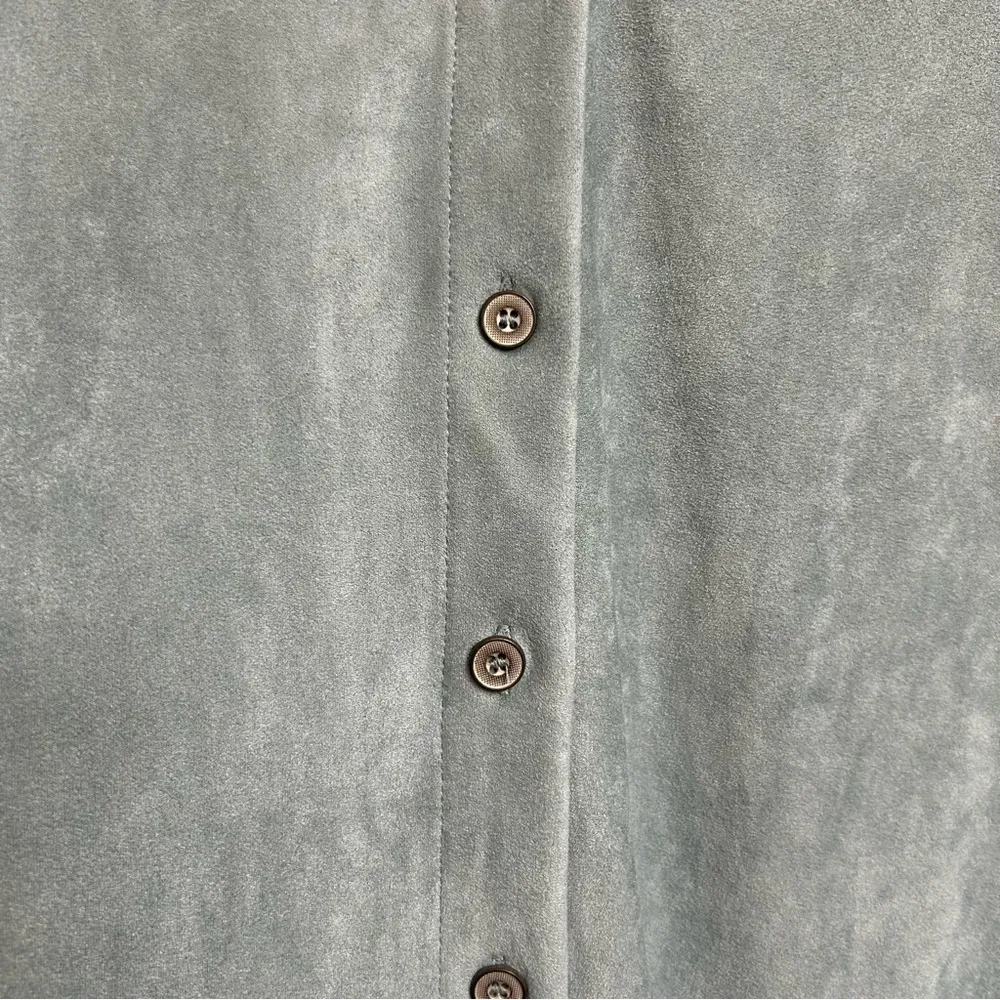 Soft Surroundings Softly Sueded Button Down Shirt Blue Womens Size M Oversized - Image 3