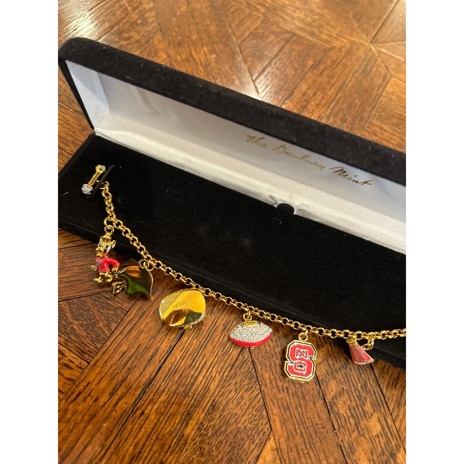 Danbury Mint Charm Bracelet NC State Wolfpack Football Fan Jewelry 24k plated Gold - Image 4