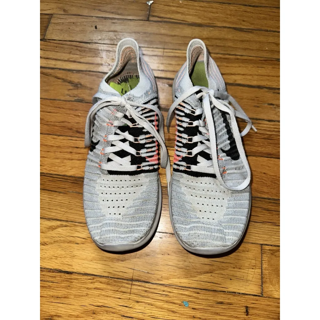 Nike Free RN Flyknit Womens 8 Light Gray Running Shoes Lace Up - 831070-005 - Image 8