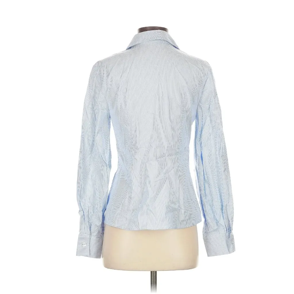 Mode Mischief Oversized Cinch Shirt Striped Cotton Button Down XS Long Sleeve White - Image 7