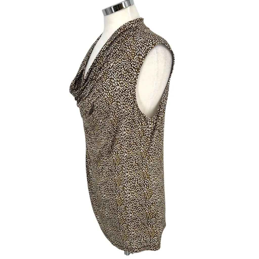 Lafayette 148 New York Sleeveless Cowl Neck Printed Jersey Top Brown Size XL - Image 4