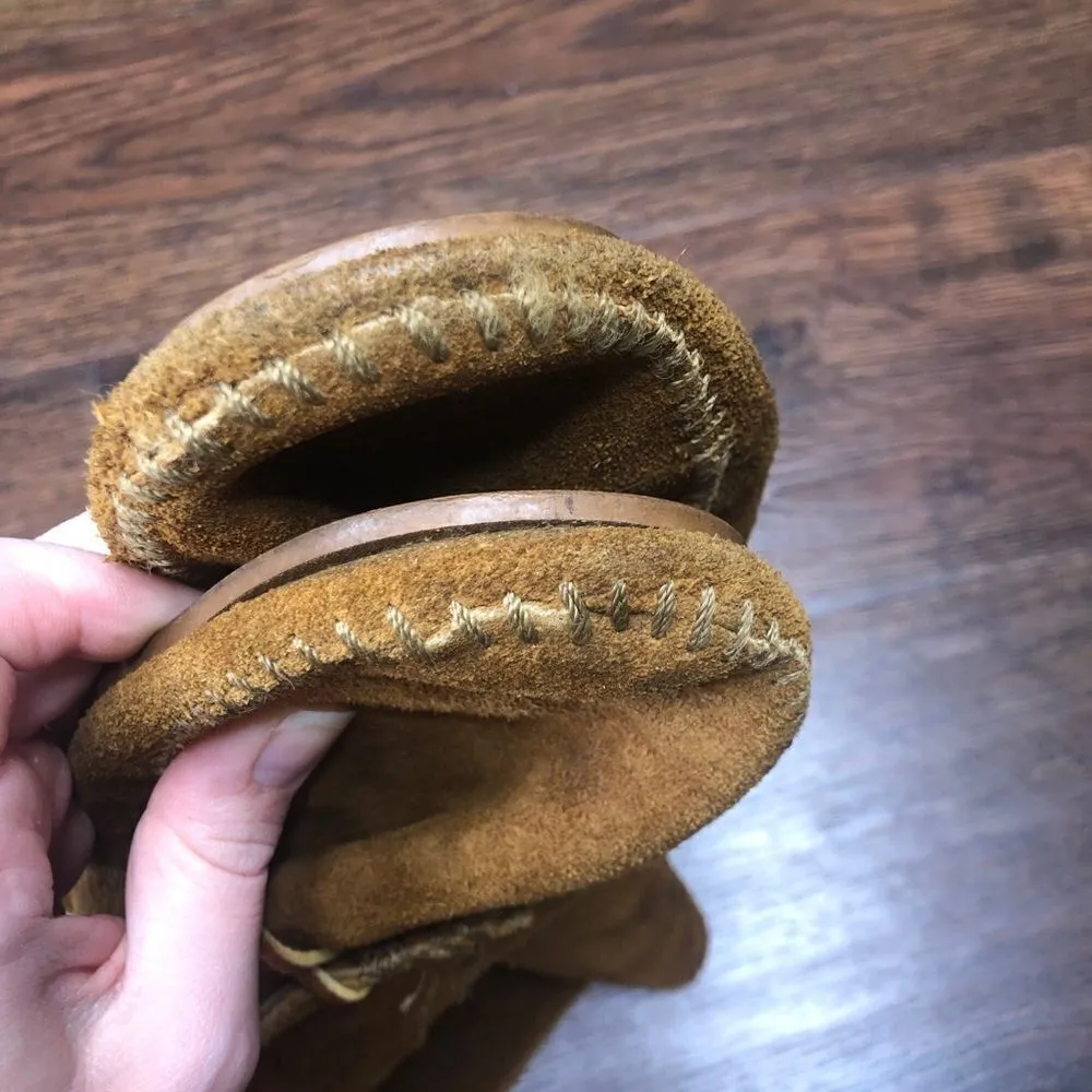 Minnetonka Vintage Fringe Tall Lace Boots Suede 10 Knee High Native Brown Tan - Image 6