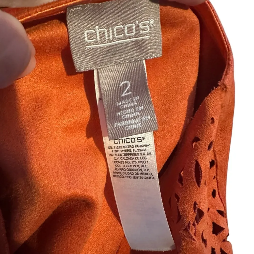 Chico's Orange Lace Suede Bohemian Cardigan - Image 5