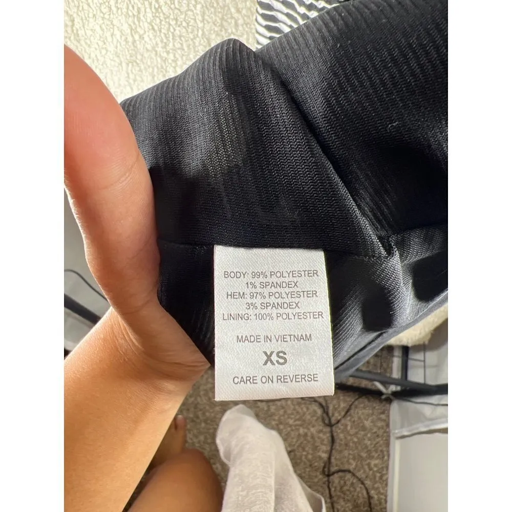 New York‎ & Company Womens Dress Size XS Textured Striped Cap Sleeve Fit & Flare Black - Image 8