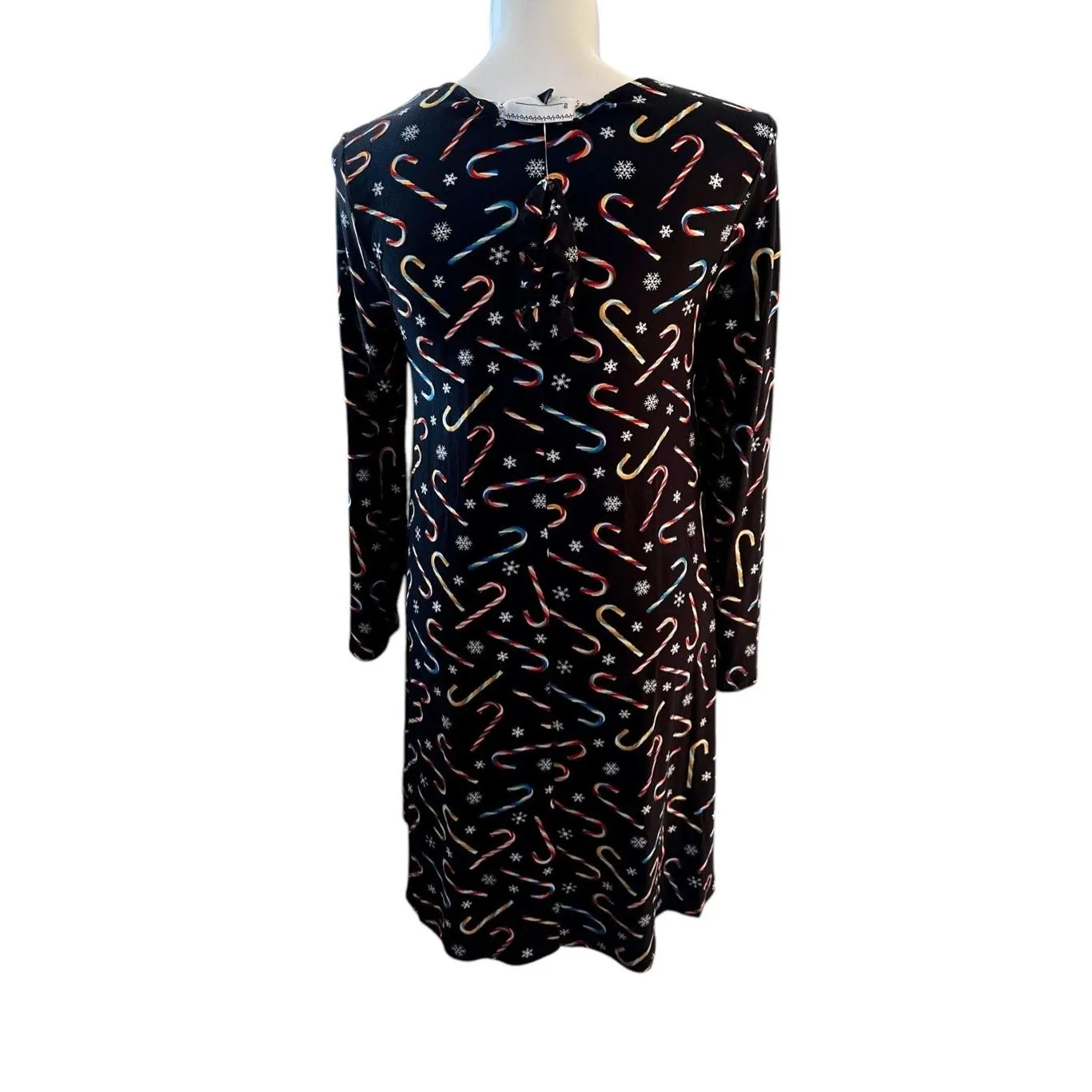 Allison Brittney Long Sleeve Womens Black Multi Christmas Print Festive Holiday - Image 3