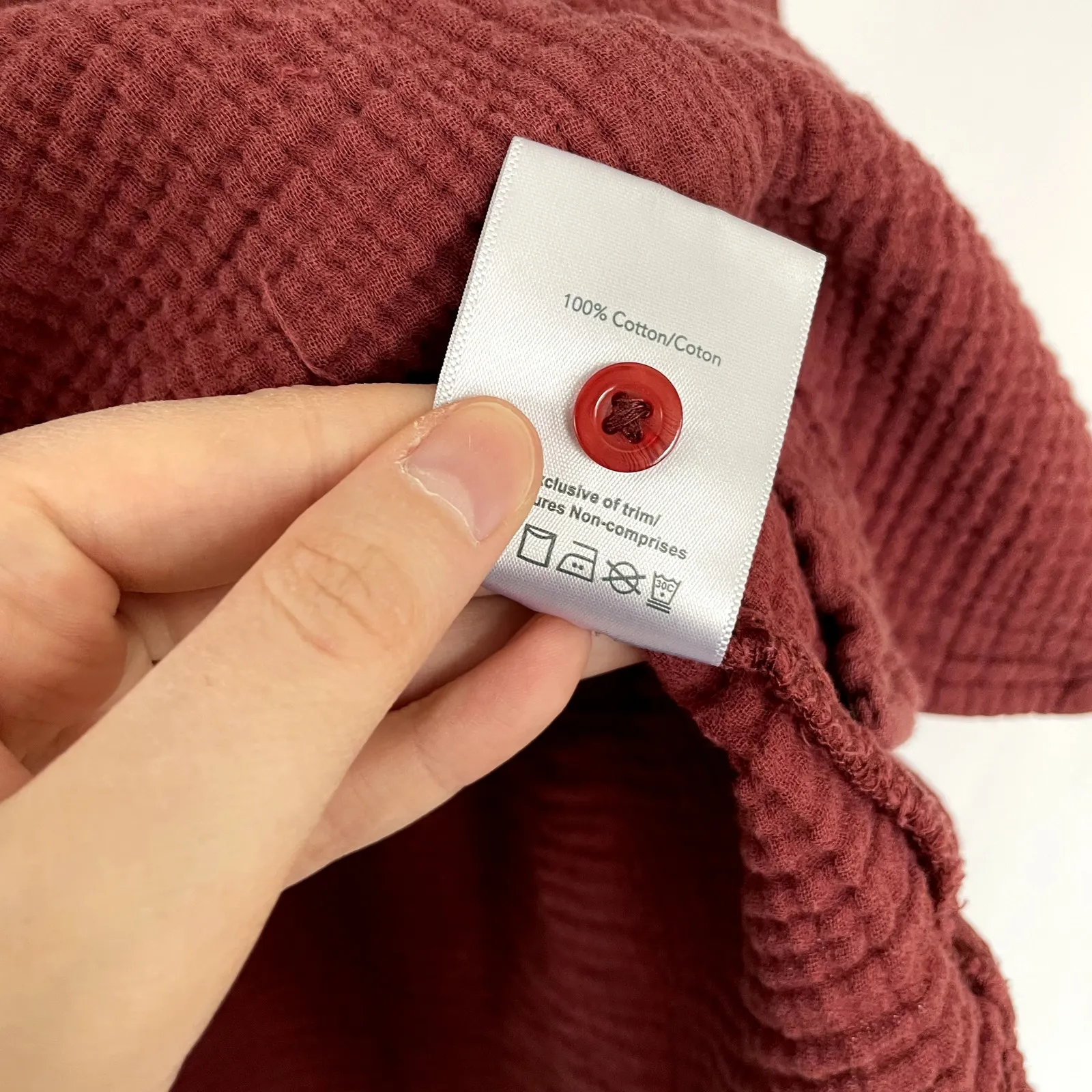 JAG cotton coral red button down women's textured long sleeved shirt size XL - Image 6