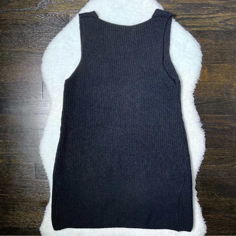 Black Knit Sleeveless Mini Sweater Dress - Image 4