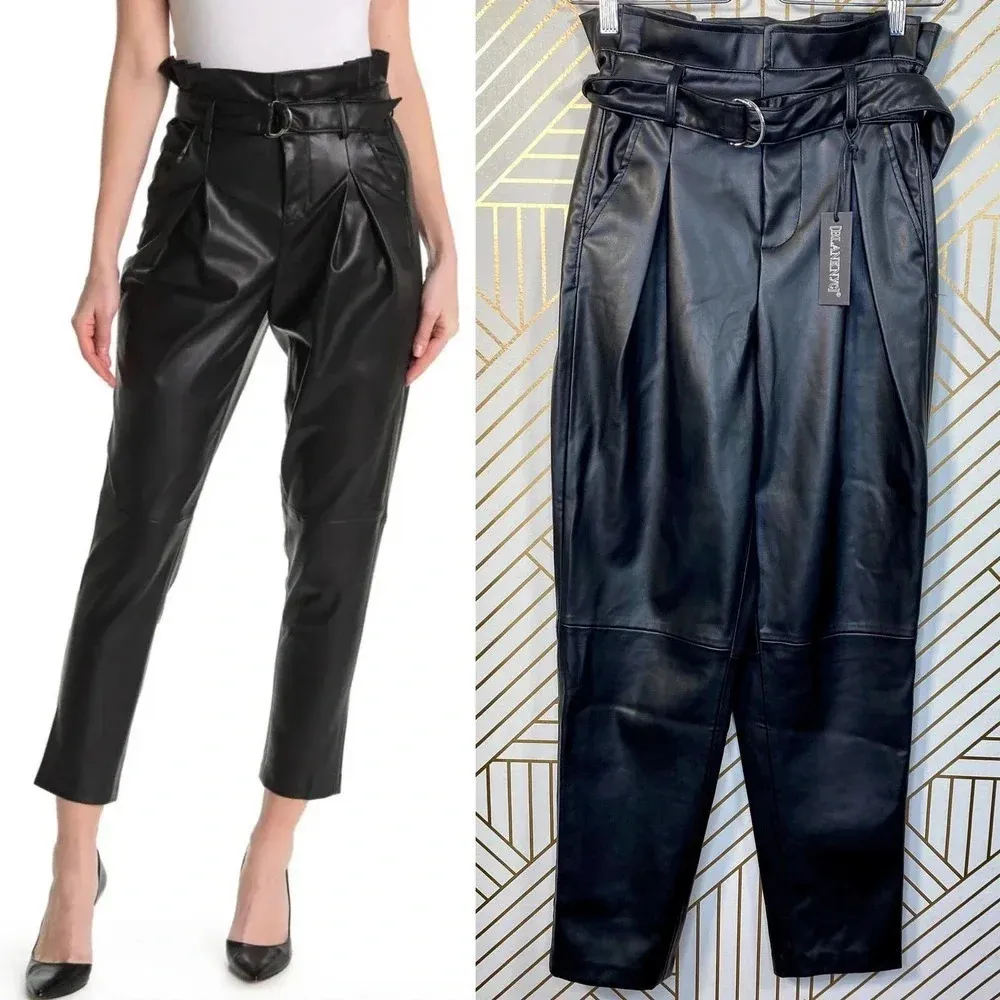 BLANKNYC Belted Paperbag Waist Vegan Leather‎ Pants - Image 2