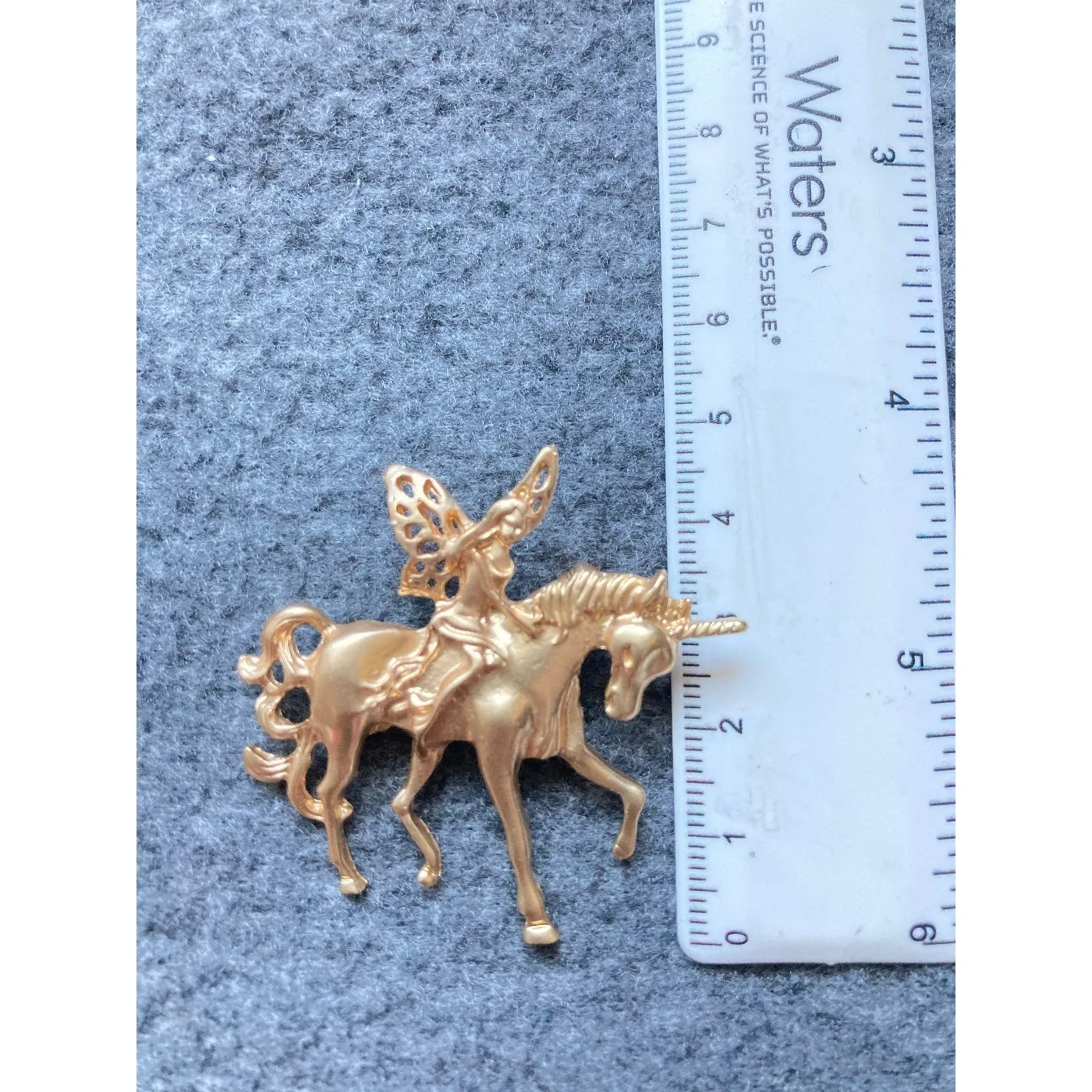 Golden Retro Fairy‎ Riding Unicorn Brooch Pin - Image 5