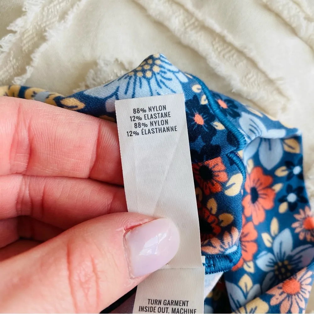 aerie Floral Print High Rise Leggings Blue/Pink Sz Small - Image 11