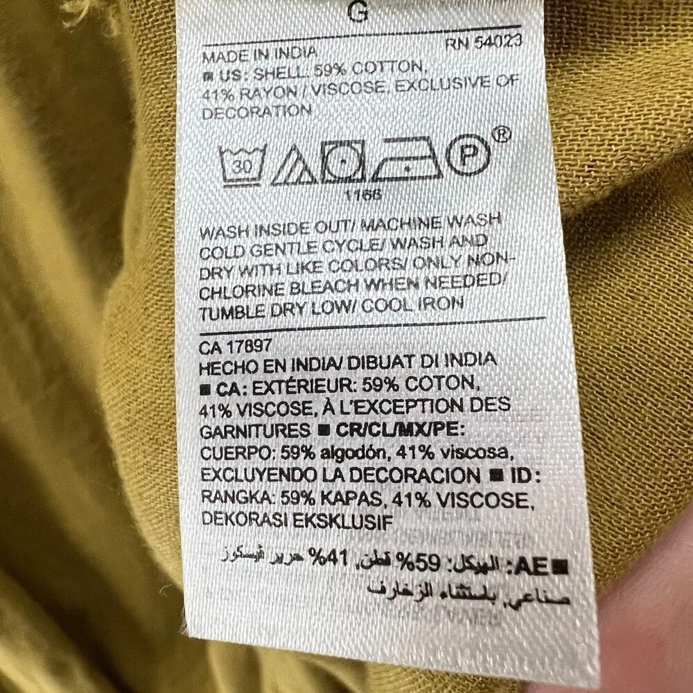 Old Navy Blouse Women L Golden Brown Relaxed Embroidered Stitch Boho Cottage Top - Image 12