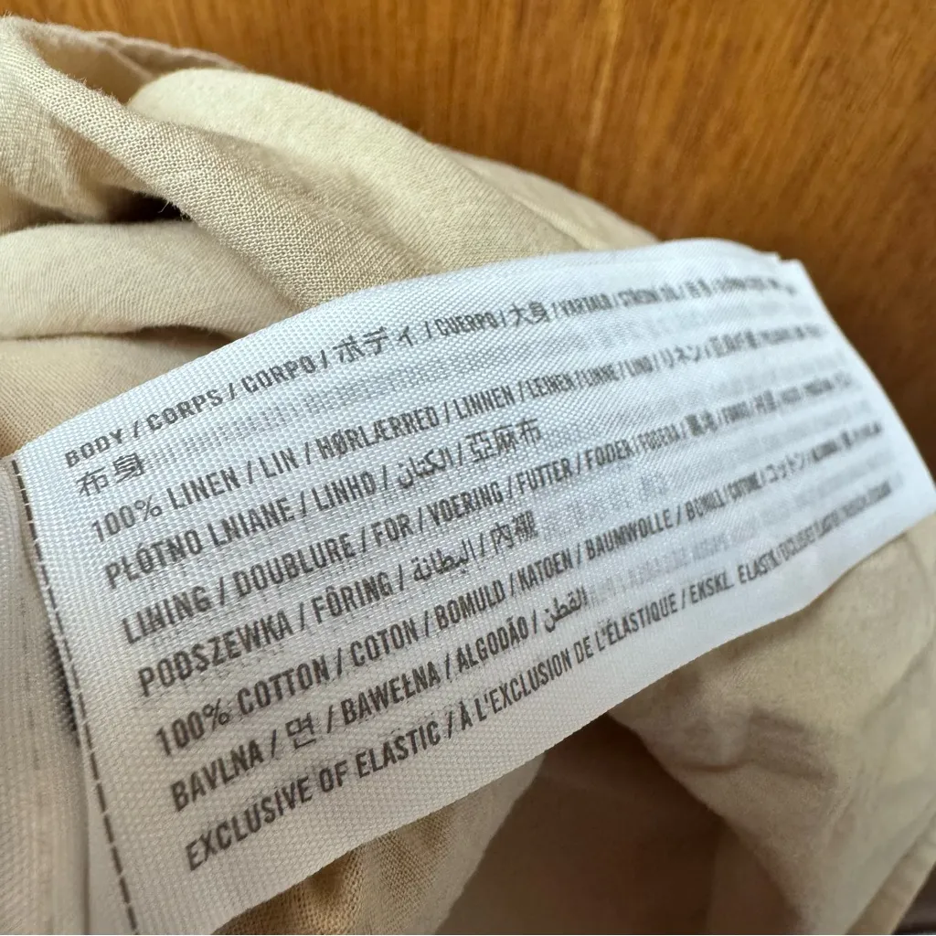 NEW Abercrombie & Fitch Premium Linen Drop-Waist Skort Dress Tan Gingham Large - Image 13