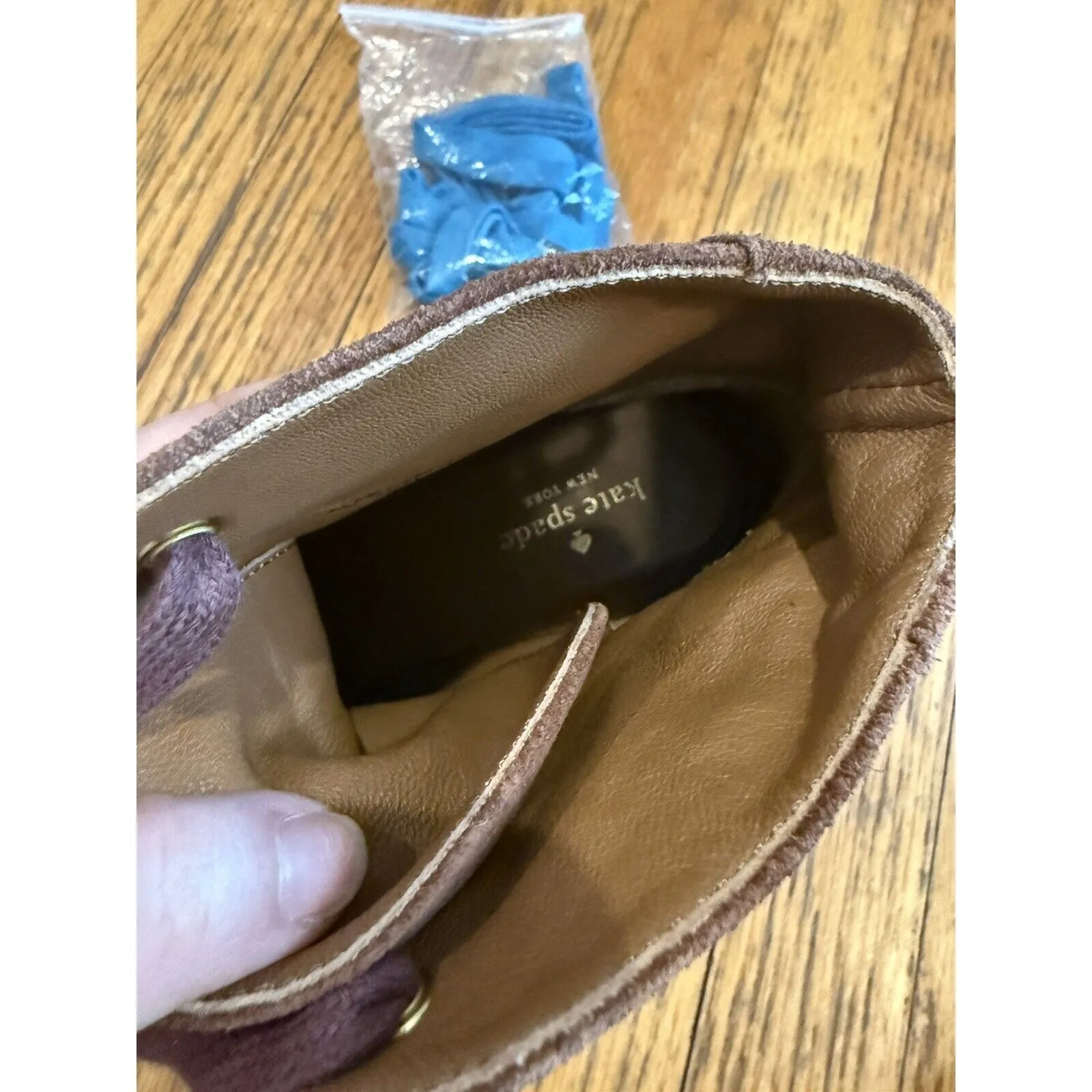 Kate Spade New York Saundra Honey Brown Suede Lace Up Wedge Boot Size 7.5 $298 - Image 6