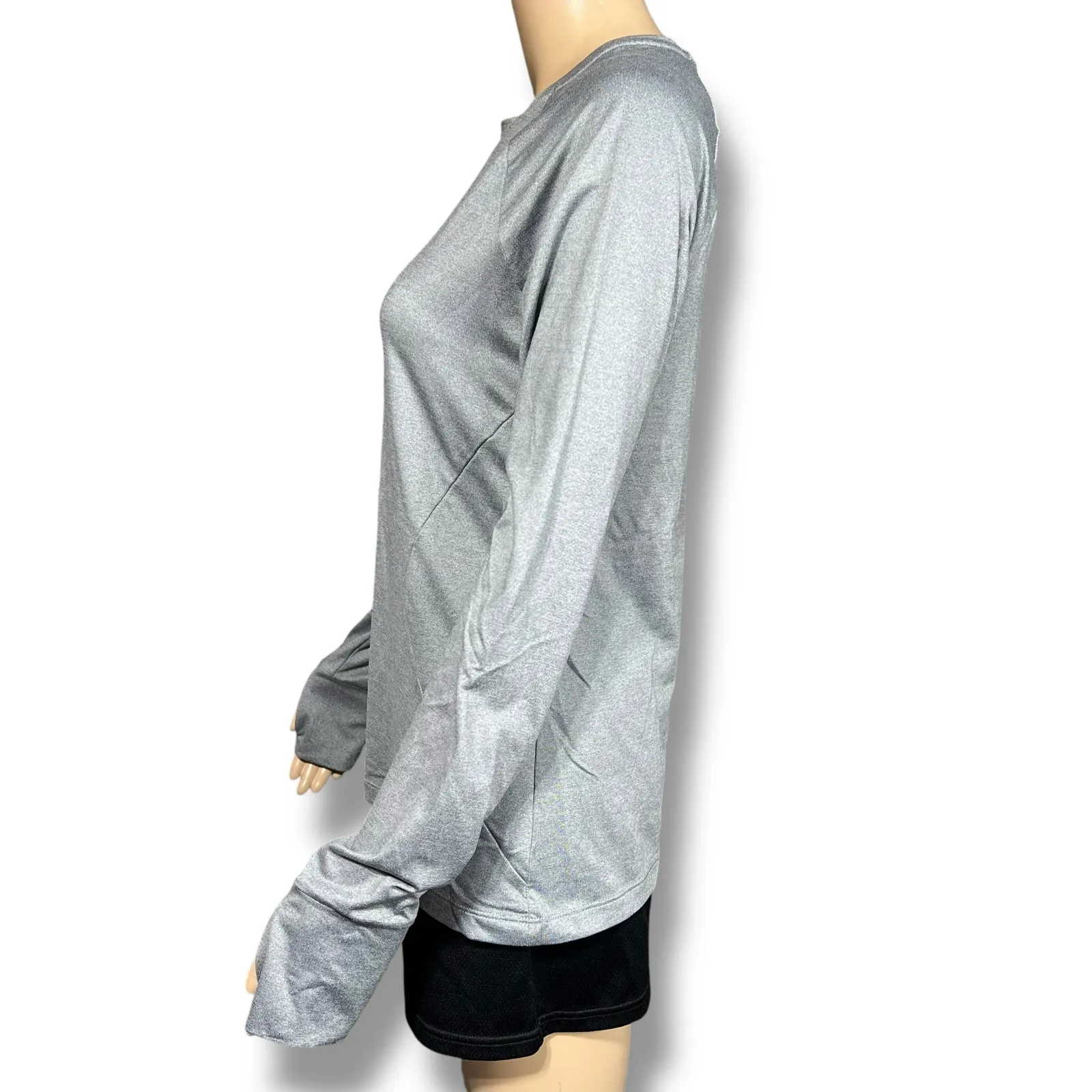Athletic Works Womens Shirt Top Long Sleeve Pullover Solid Crew Neck Gray Medium - Image 4
