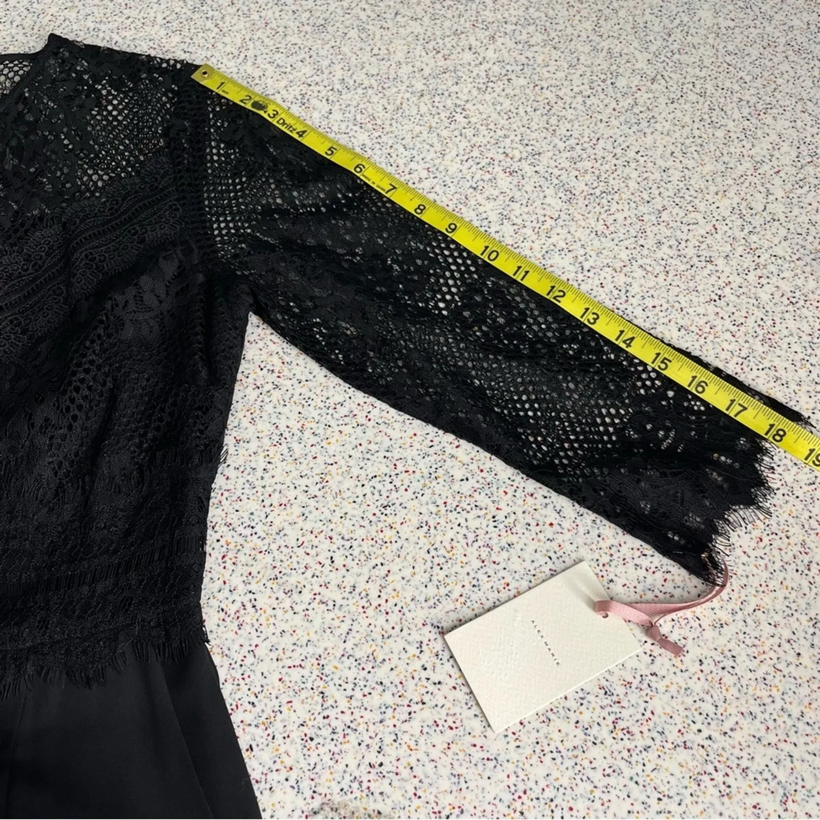 NWT Alex Marie Hailey Black Lace Chiffon Wide Leg Party Jumpsuit Women’s Size 6 - Image 12