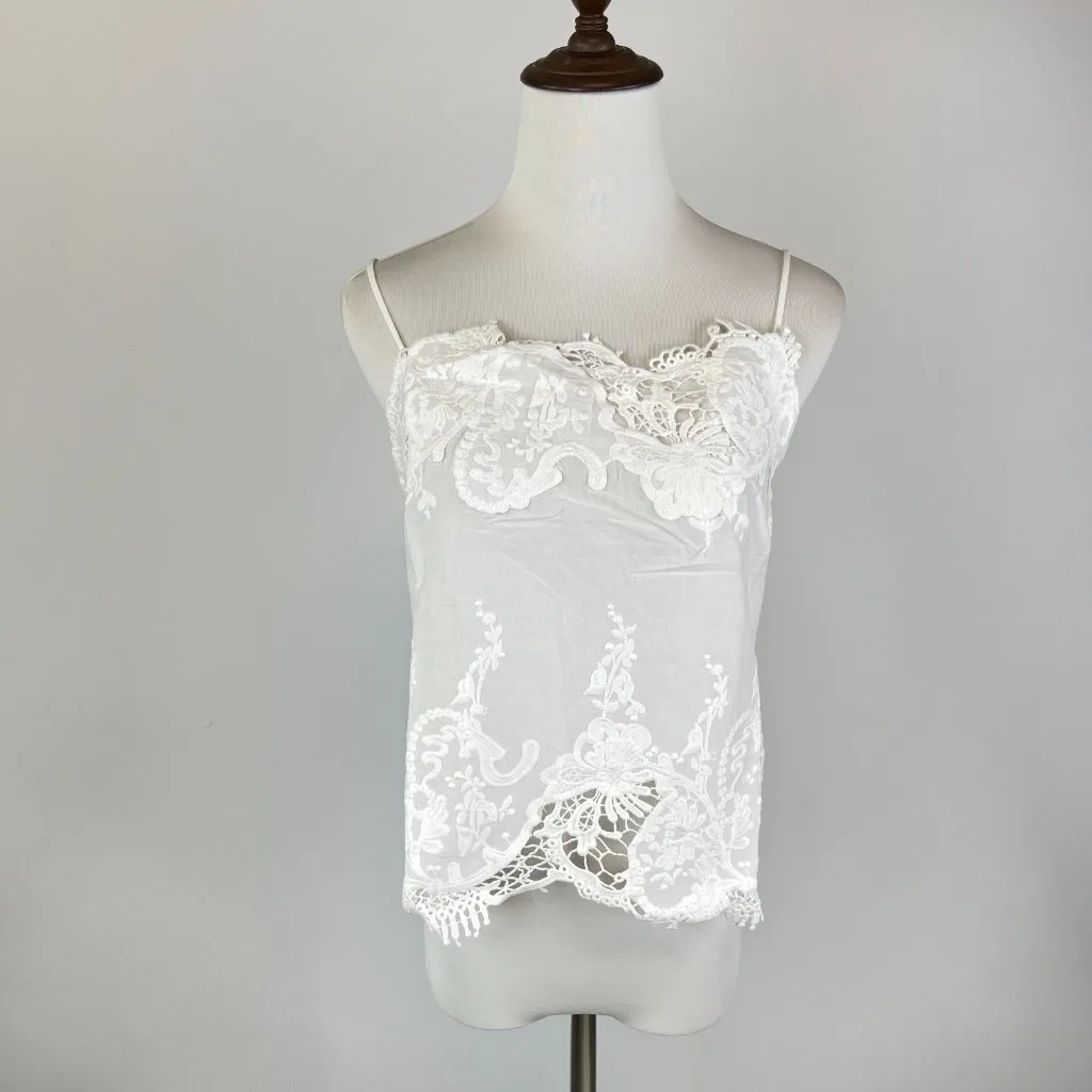 NWT Farm Rio Off-White Sleeveless Lace Embroidered Floral Tank Top Size XS - Image 2