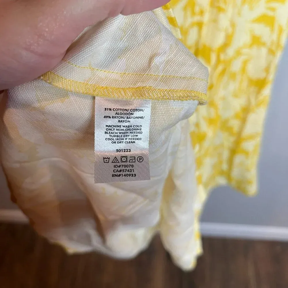 Ann Taylor yellow patterned collared button down A-Line dress - Image 4