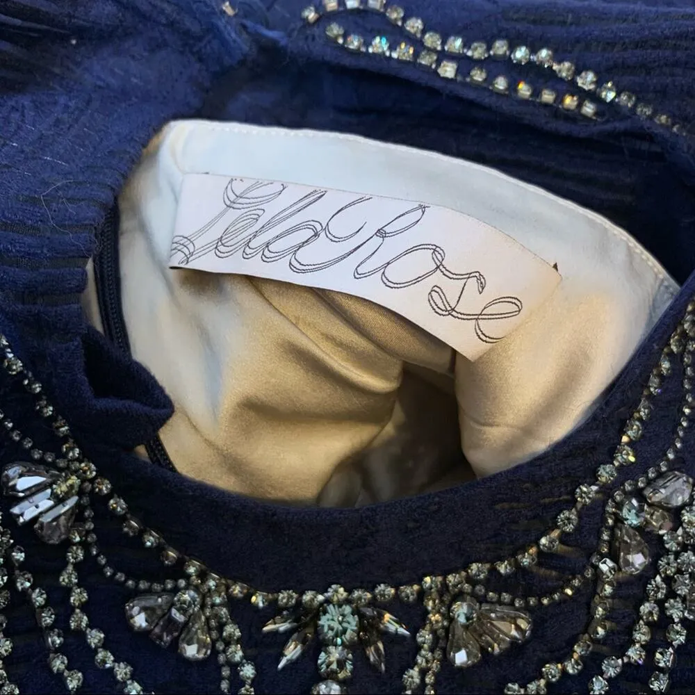 Lela rose necklace jeweled collar floral dress sz 12 Blue - Image 5