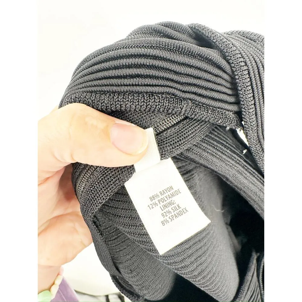 St. John Black Pleated Open Back Sleeveless Knit Maxi Dress Size 12 - Image 7