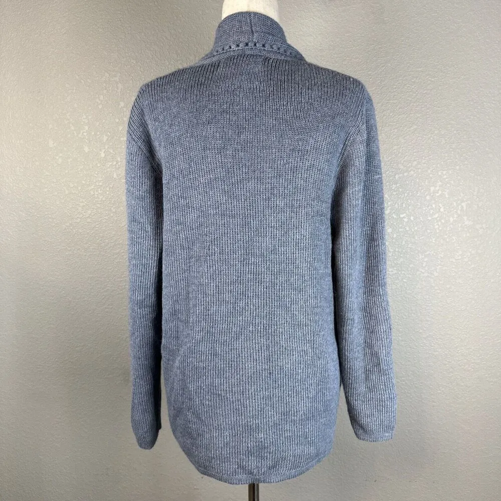 Peruvian Link Alpaca Collection Open Front Cardigan OS Chambray Blue Pockets Size undefined - Image 4