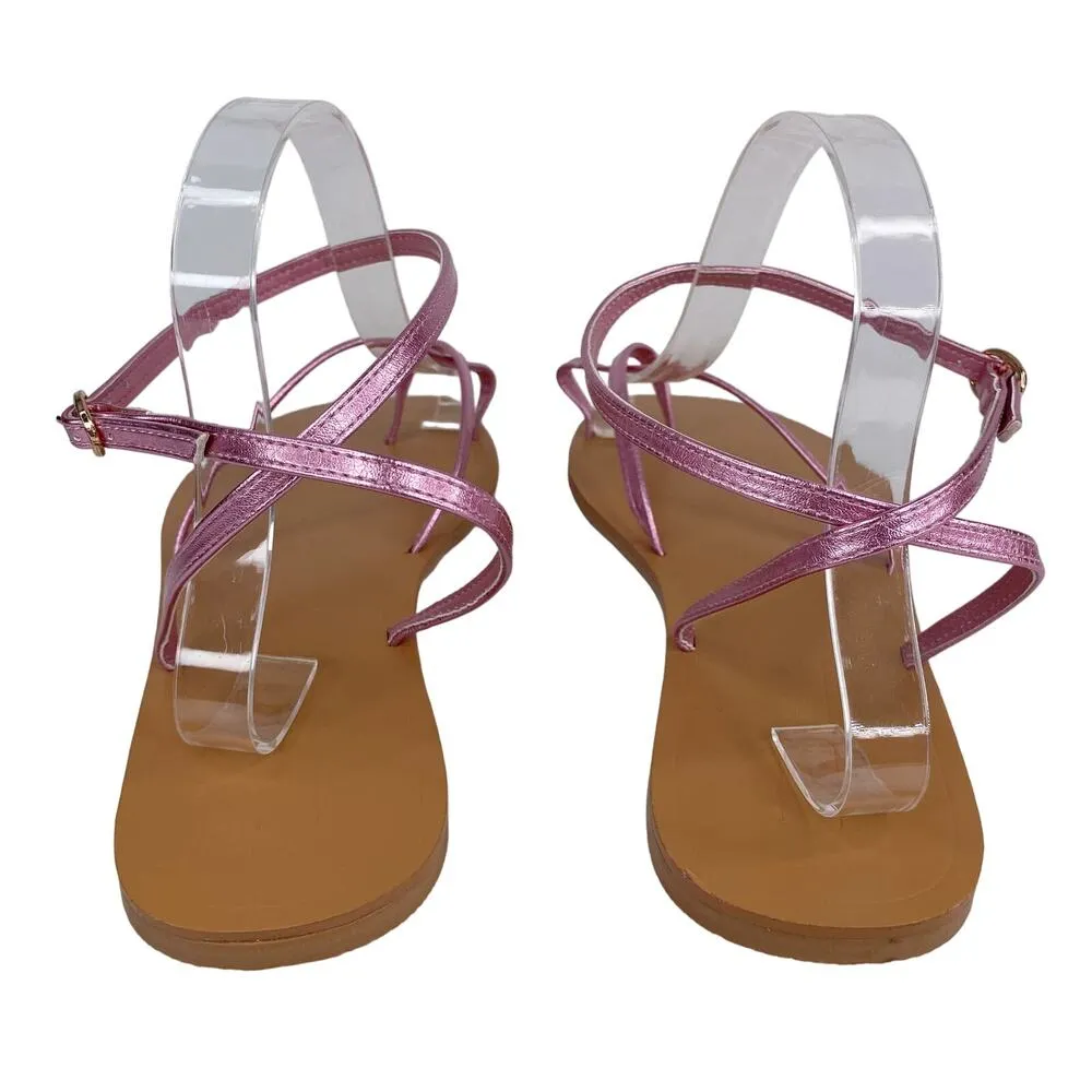 ASOS Sandals 8 Pink Metallic Ankle Strap New - Image 3