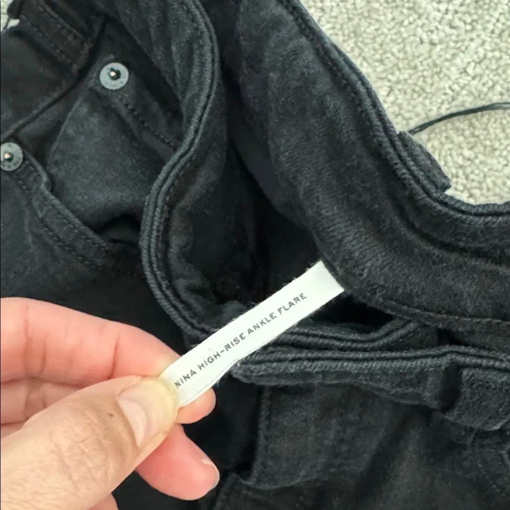 Rag & Bone Nina High-Rise Ankle Flare Jeans Black kick denim cropped - Image 6