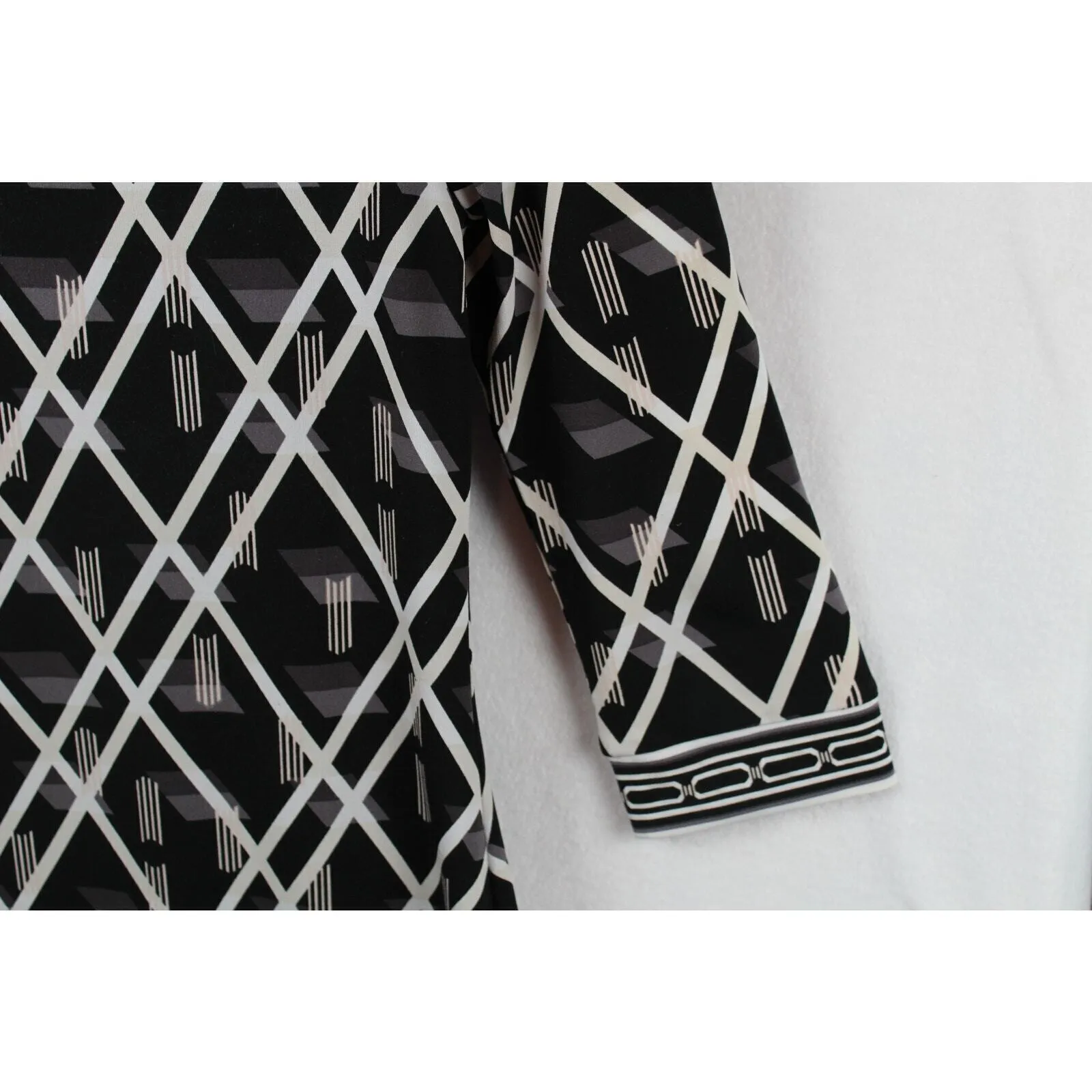 WHBM Shift Career Geometric 3/4 Sleeve Midi‎ Whimsigoth Office Siren Dress Sz XS - Image 7