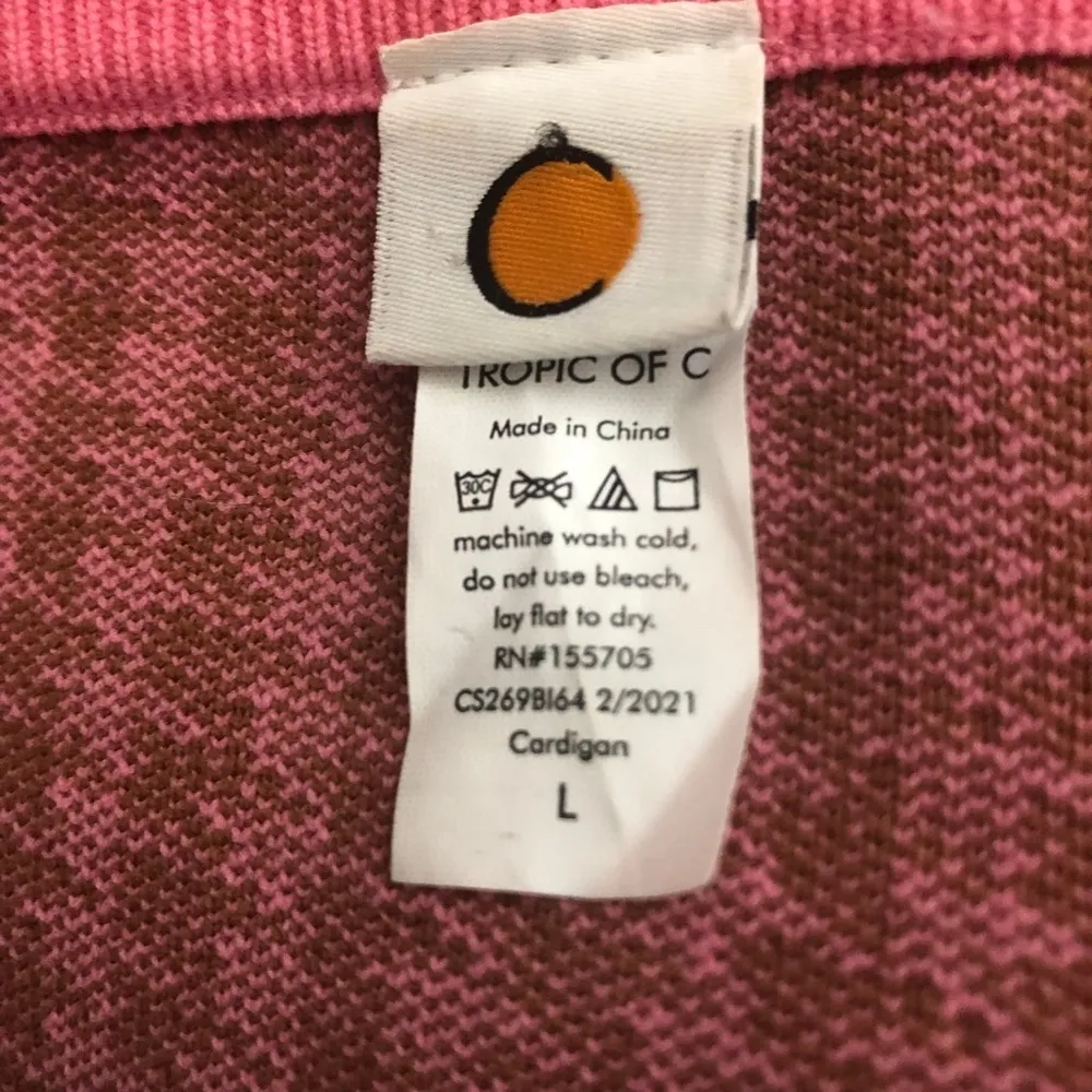 Tropic of C Revolve Cropped Knit Cardigan Pink Houndstooth Large - Image 9