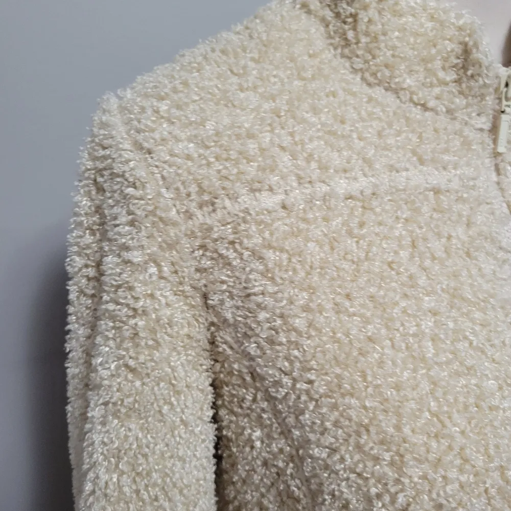 J. Jill sherpa neutral cream full zip jacket size medium - Image 2