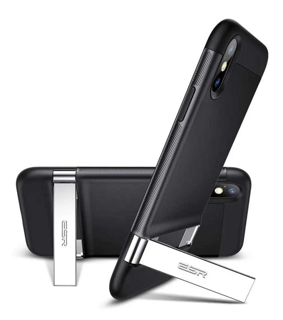 IPhone XS X Metal Kickstand Shock Protection Case Black - Image 2