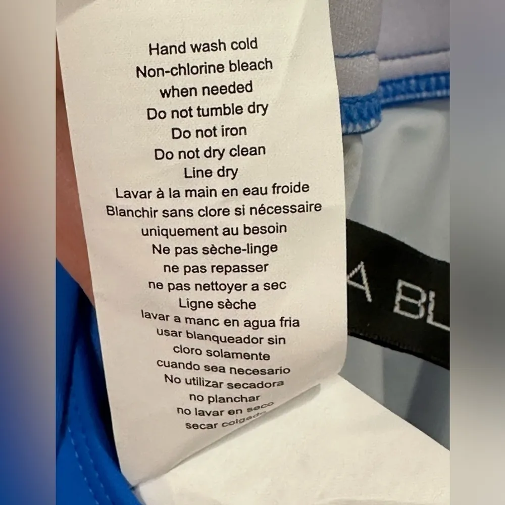 La Blanca Island Goddess Tankini Top Over-the-Shoulder Twist Capri Blue Size 8 - Image 11