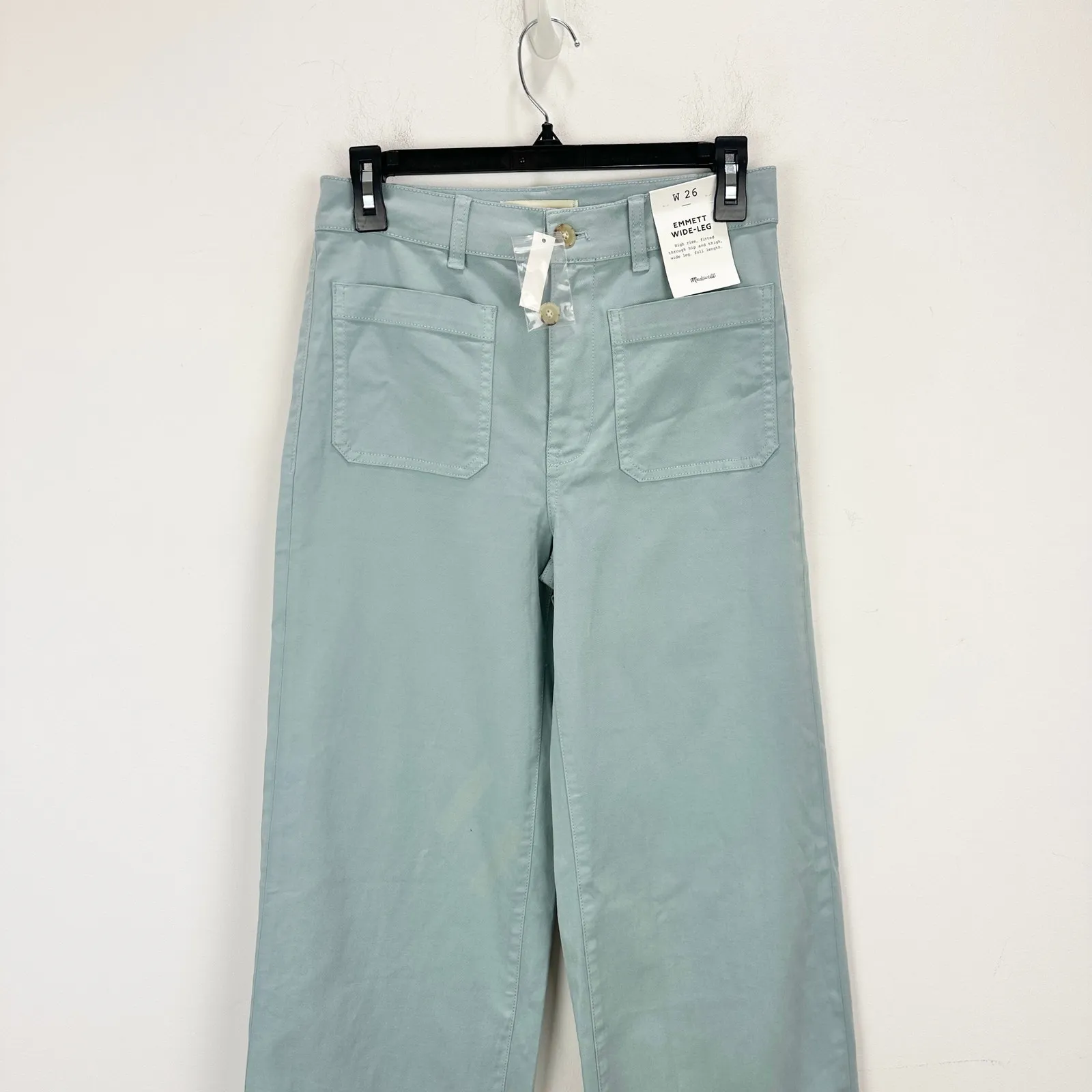 Madewell The Emmett Wide Leg Pant Patch Pocket Blue Horizon High Rise US 26 NWT - Image 8
