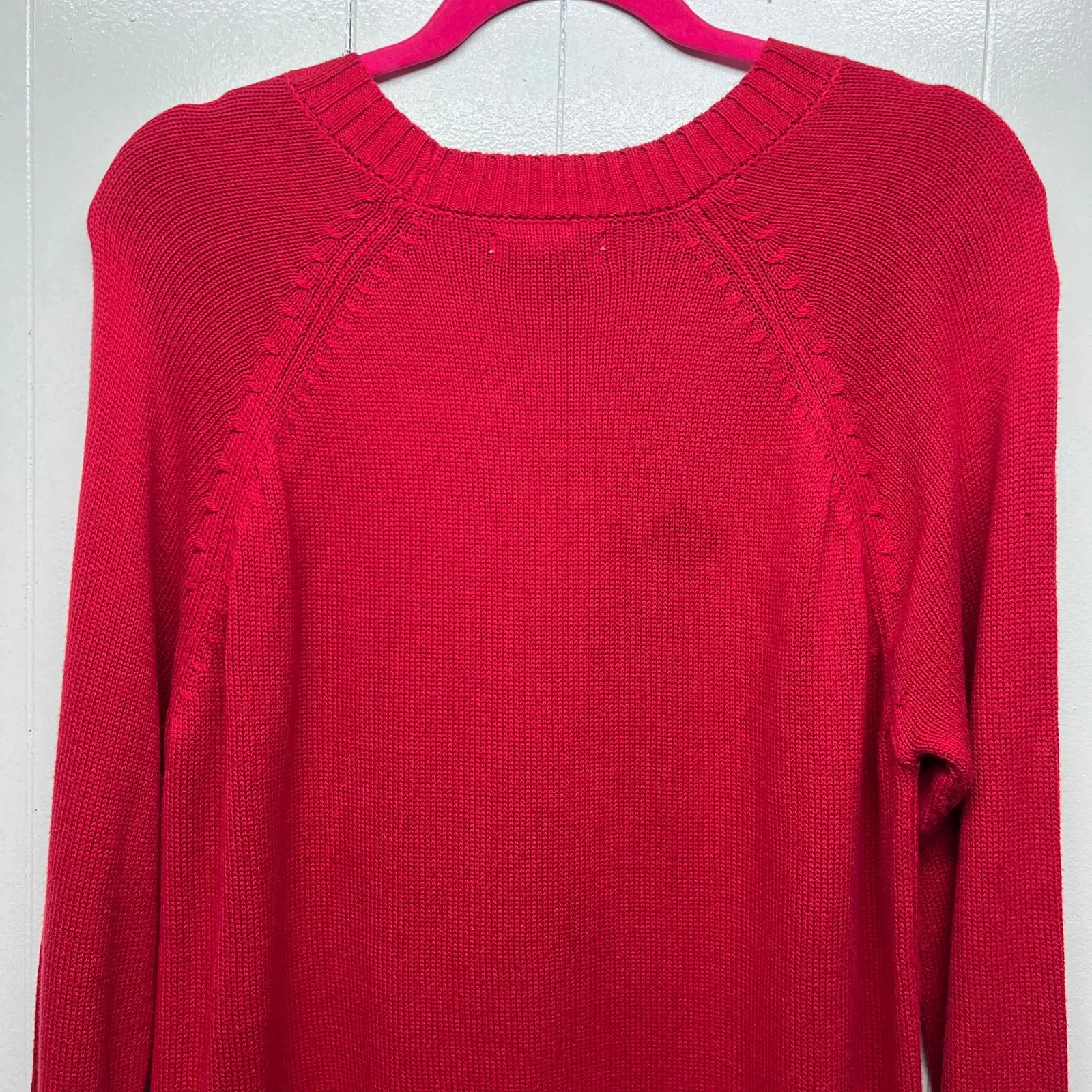 Kim Rogers Cotton Red Pullover Knit Women's Sweater Size Medium Breathable - Image 7