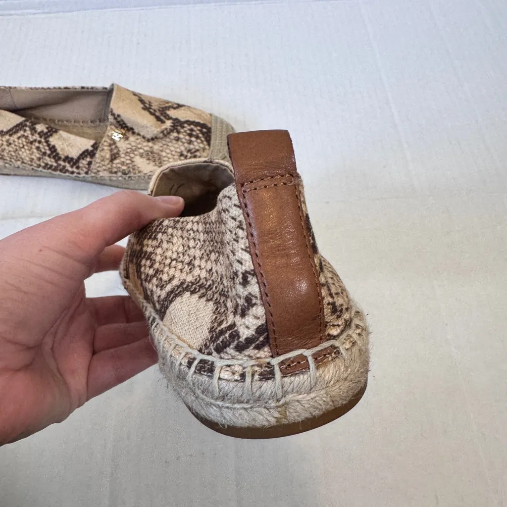 Lauren Ralph Lauren Tan Snake Print Espadrille Sandals Womens 8.5 Beachy Summer - Image 2