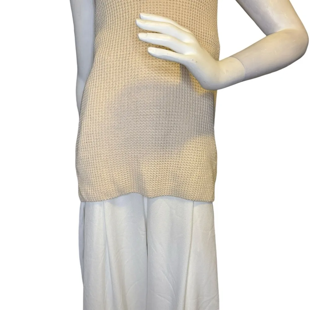 Vince Waffle-Stitch Sleeveless Tunic Sweater Off White - Image 7