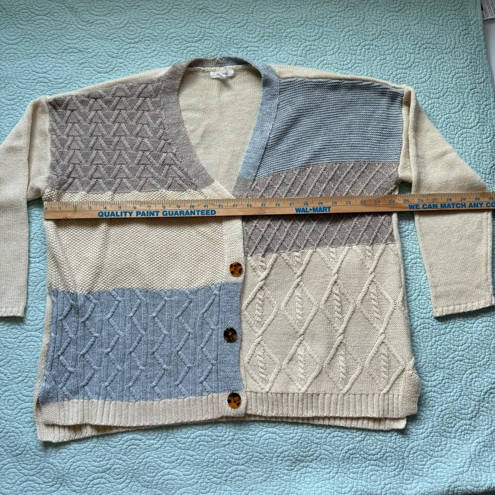 Maurices Cream‎ Gray blue Cardigan Sweater oversized Medium Scandi girlCabincore - Image 5